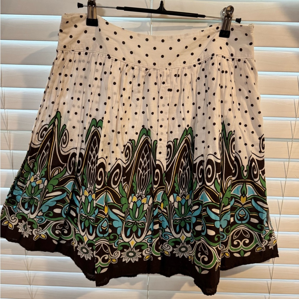 Candie's Polka Dot A-Line Skirt with Green Accents Size 7